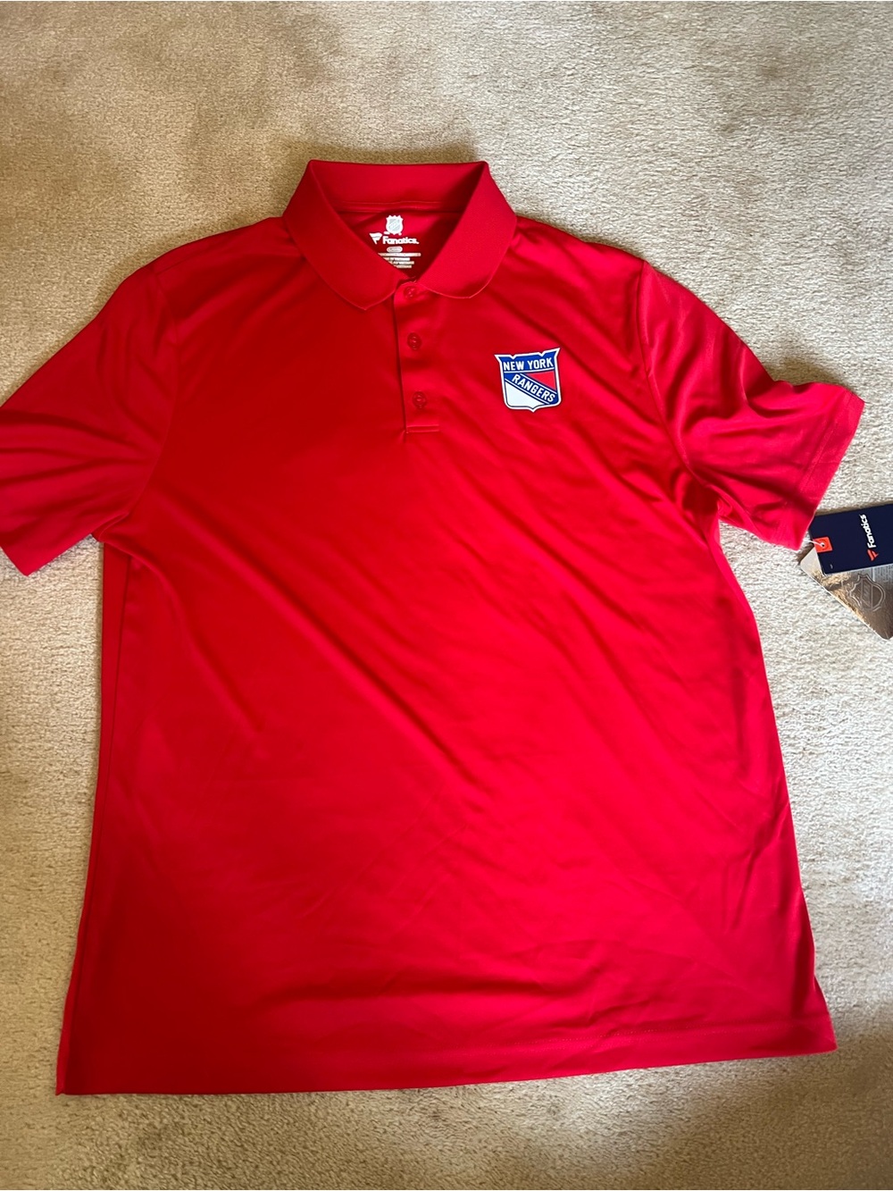 Fanatics Red New York Rangers Polo with Chest Patch